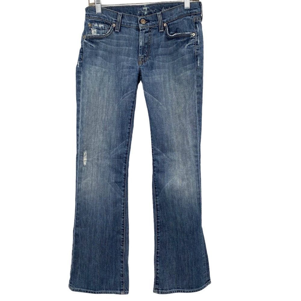 7 For All Mankind Distressed Low Rise Bootcut Jeans